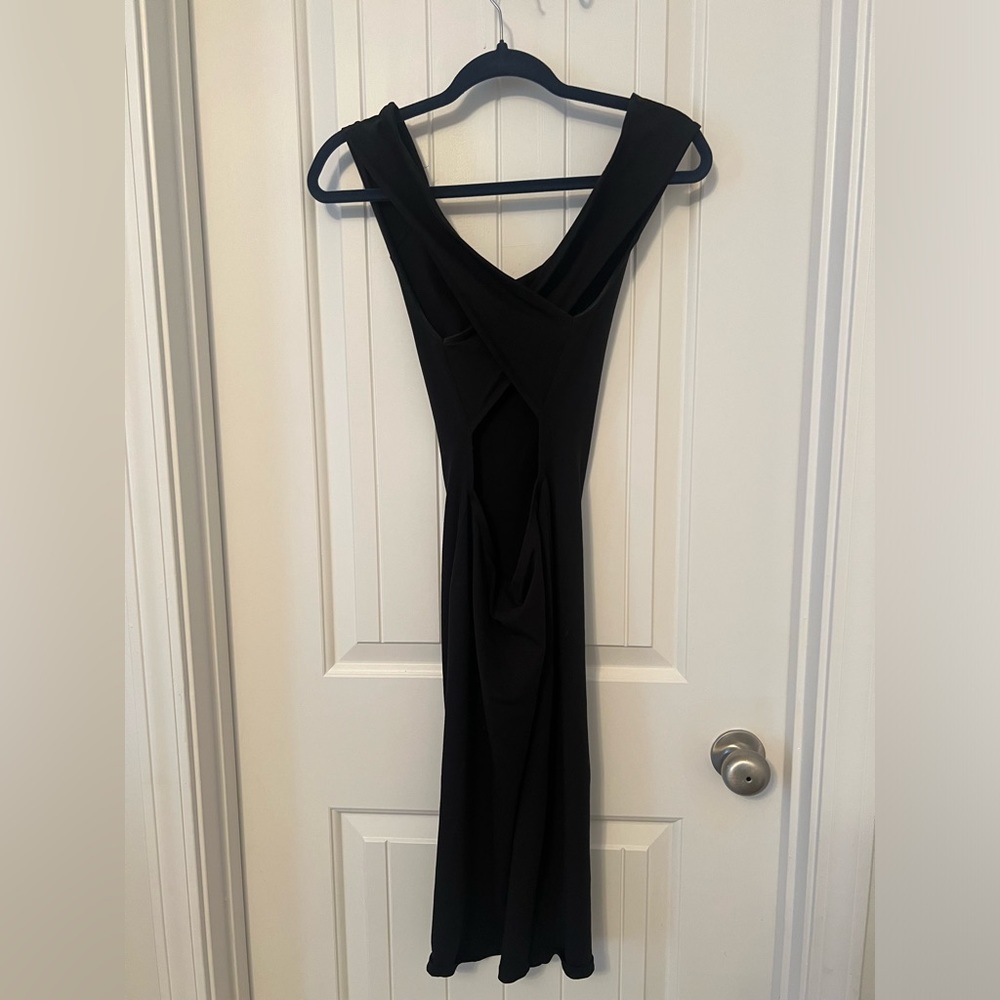 Black midi bodycon dress crisscross back size 6